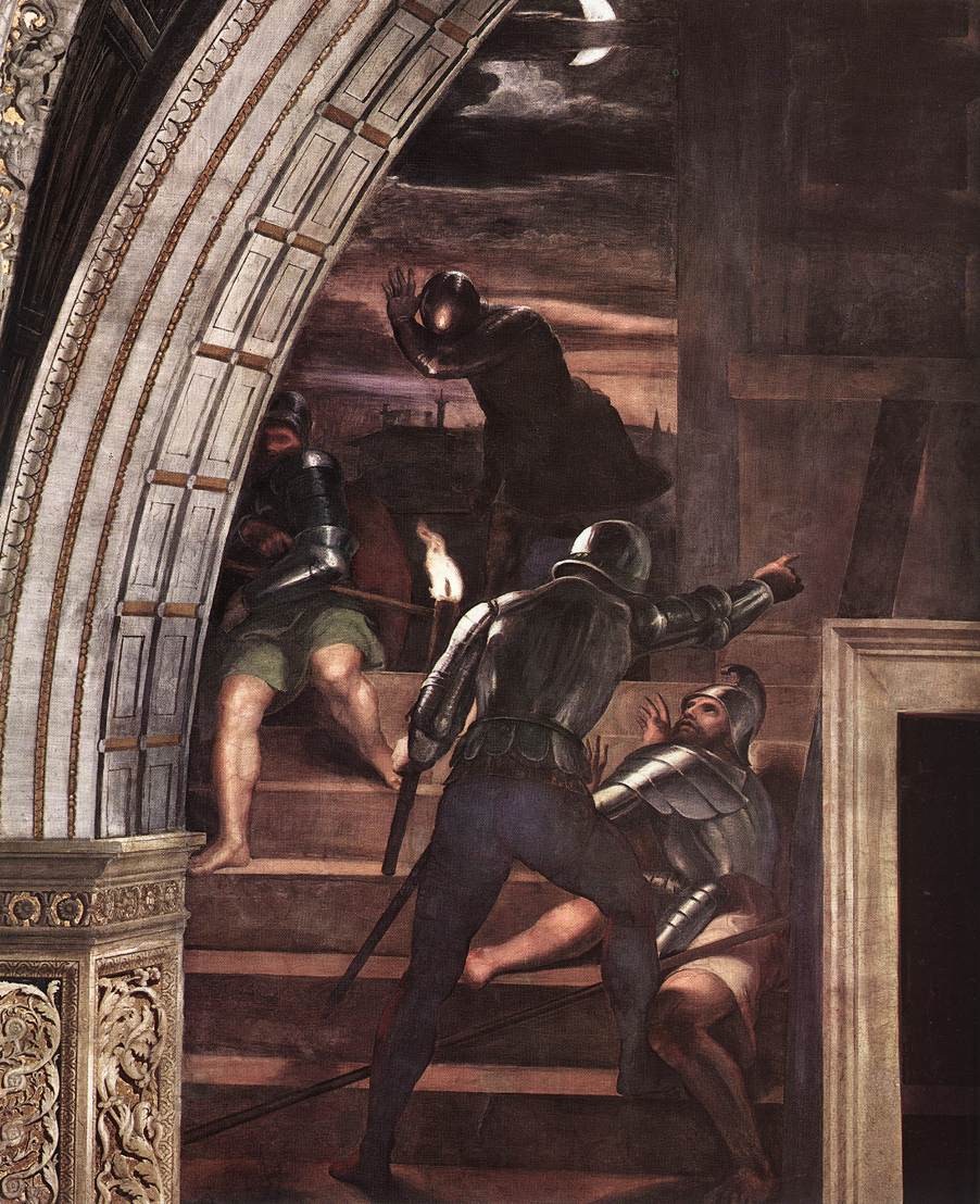The Guards Outside the Prison, detail from 'The Liberation of St Peter' in the Stanza d'Eliodoro by Raphael