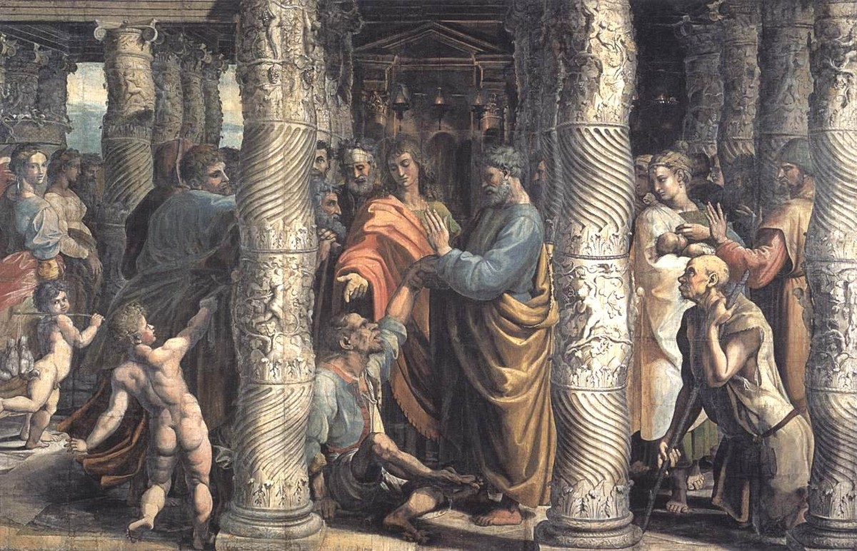 The Healing of the Lame Man (cartoon for the Sistine Chapel) by Raphael