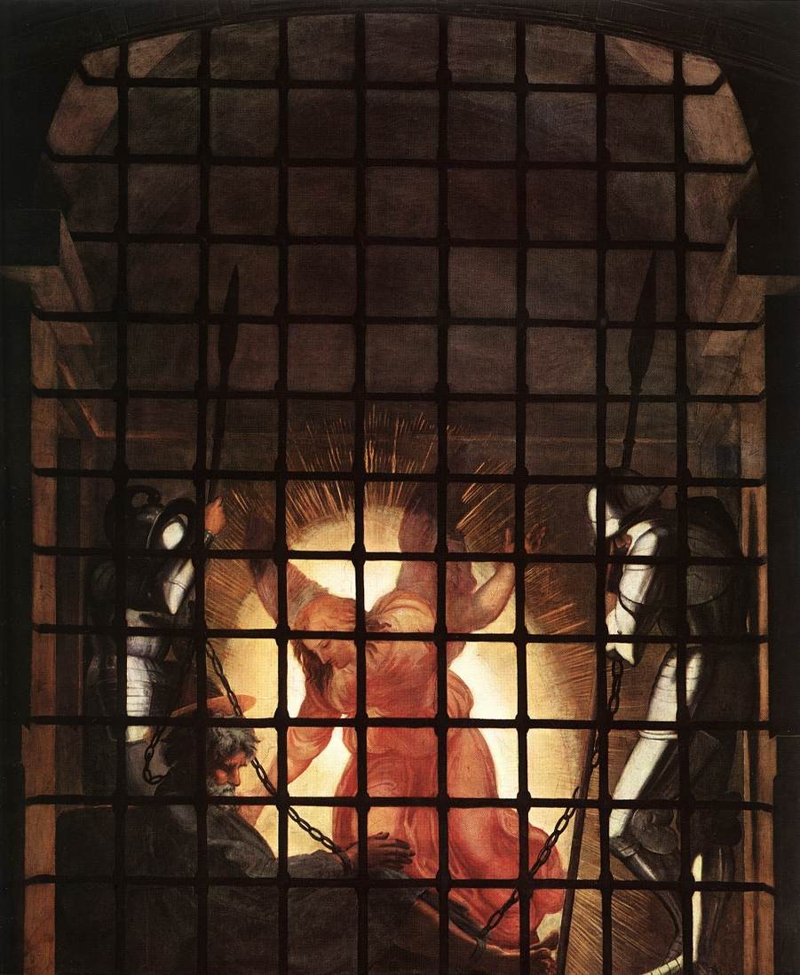 The Liberation of St. Peter, in the Stanza D'Eliodoro by Raphael