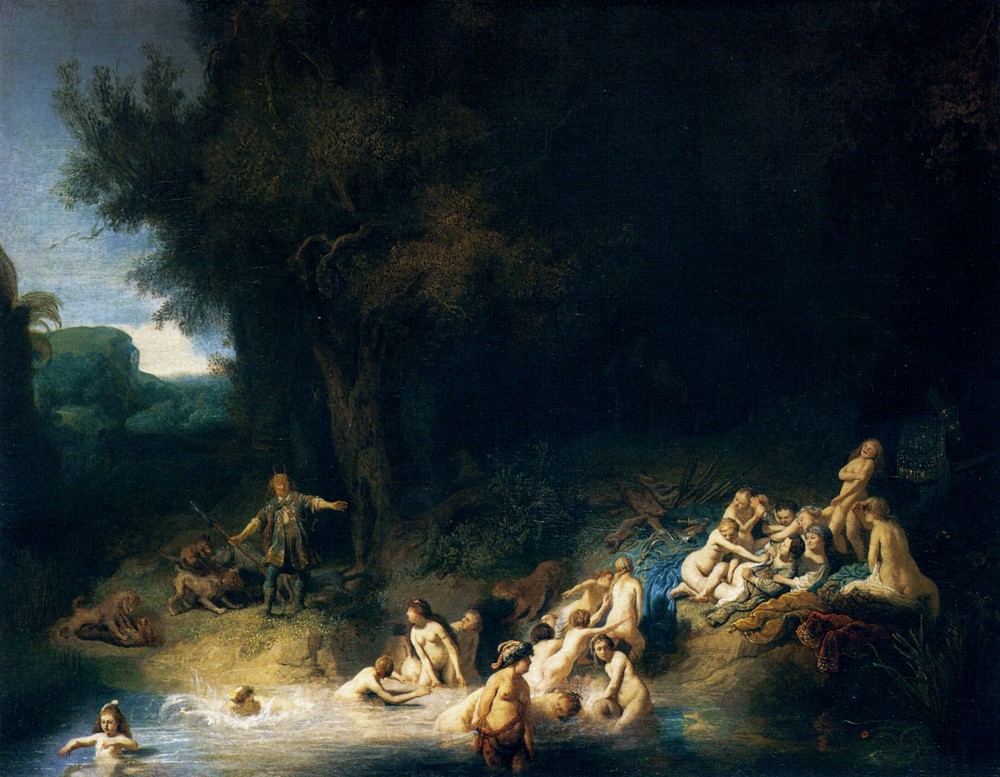 Diana Bathing, with the Stories of Actaeon and Callisto by Rembrandt