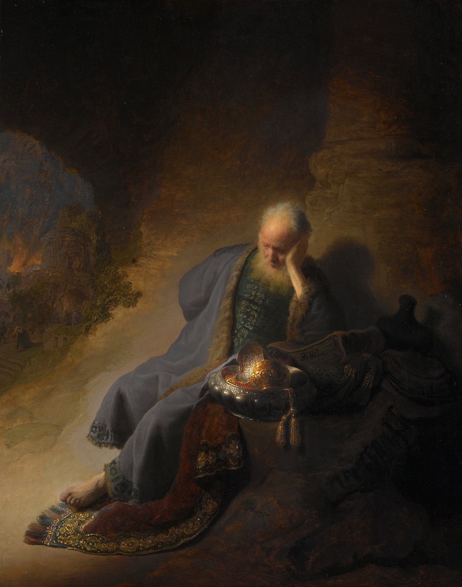 Jeremiah mourning over the Destruction of Jerusalem by Rembrandt