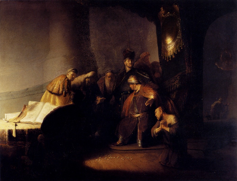 Repentant Judas Returning The Pieces Of Silver by Rembrandt
