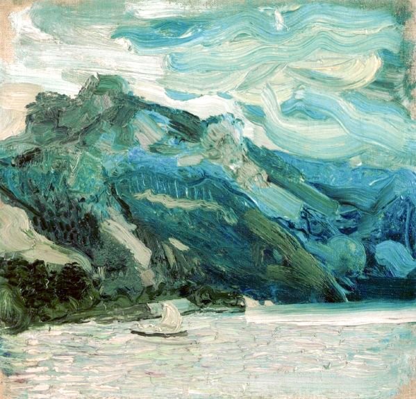 Lake Traunsee with the Schlafende Griechin mountain by Richard Gerstl
