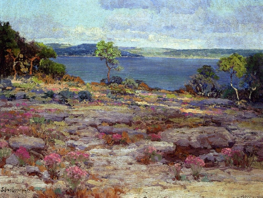 Mountain Pinks in Bloom, Medina Lake, Southwest Texas by Robert Julian Onderdonk