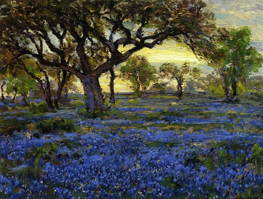 Old Live Oak Tree and Bluebonnets on the West Texas Military Grounds, San Antonio by Robert Julian Onderdonk