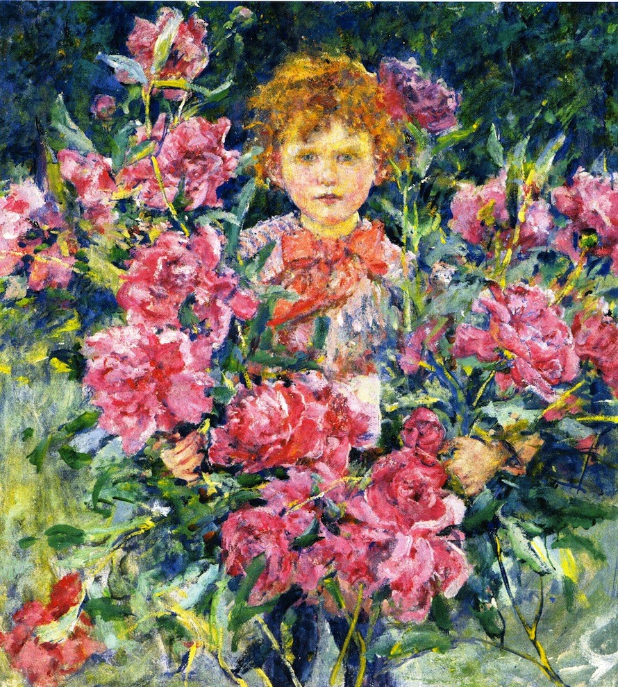 Boy with Red Peonies by Robert Lewis Reid