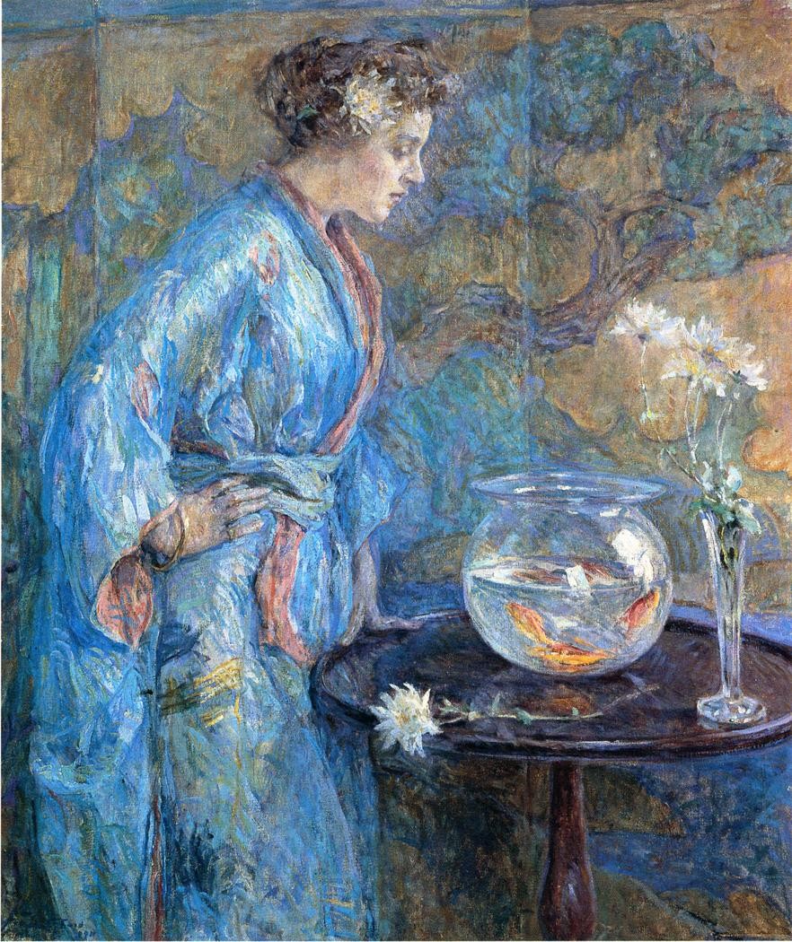 Girl in Blue Kimono by Robert Lewis Reid