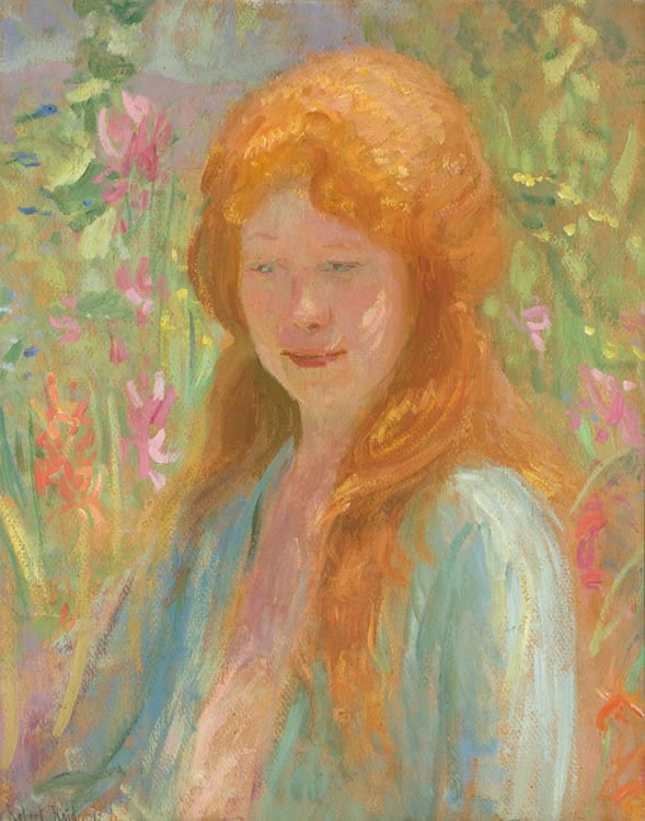 Portrait of a Young Women in Garden by Robert Lewis Reid