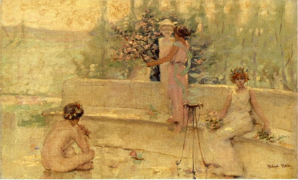Three Figures in an Italian Garden by Robert Lewis Reid