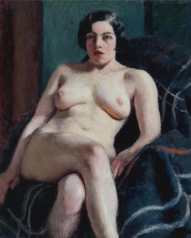 Nude Seated on a Green Rug by Roderic O'Conor