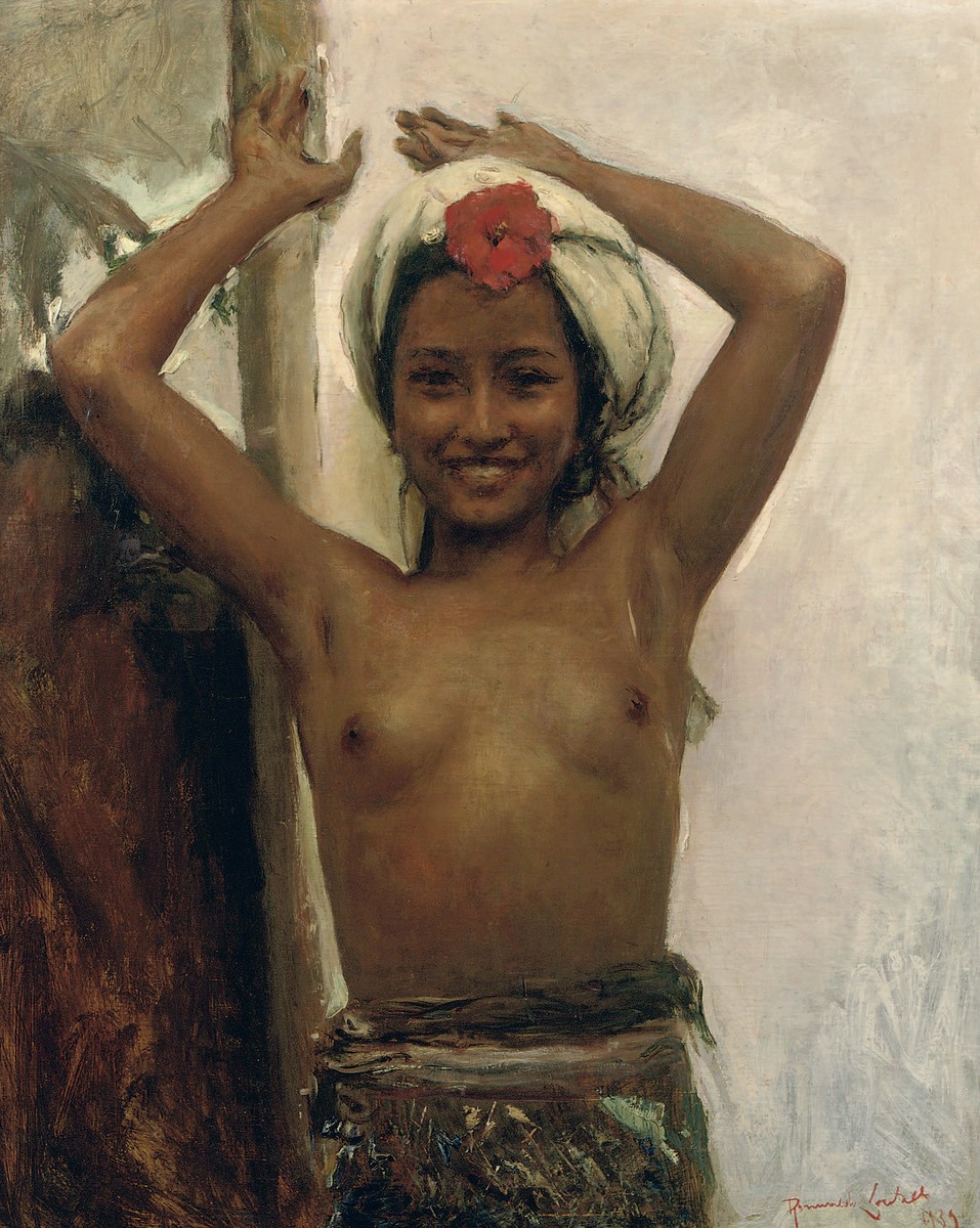 Young Balinese Girl with Hibiscus by Romualdo Locatelli