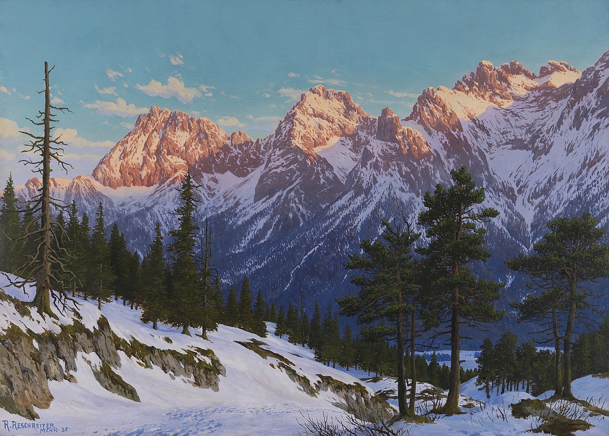 Winterliche Abendstimmung Bei Mittenwald by Rudolf Reschreiter
