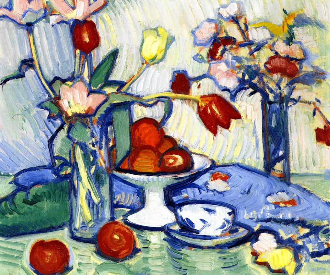 Tulips and Fruit by Samuel Peploe