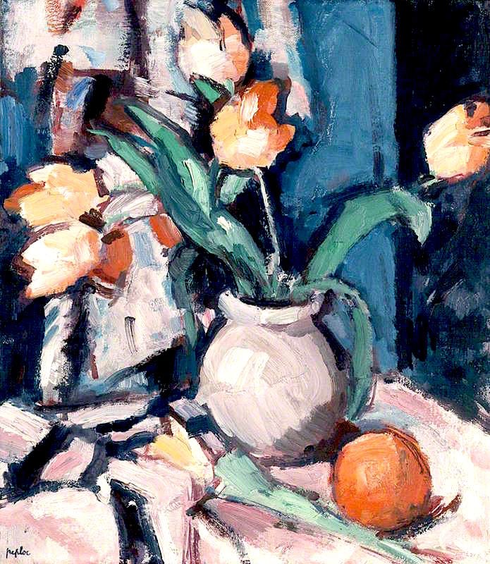 Tulips in a Brown Jar by Samuel Peploe