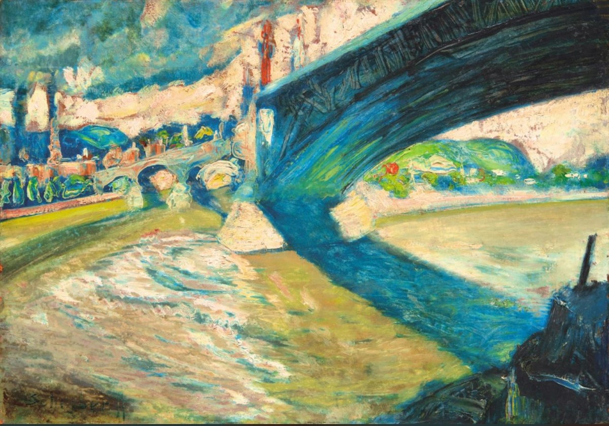Scheiber Hugó Margit Híd 1921, Olaj , Farost, 65.5x93.5cm by Scheiber Hugó