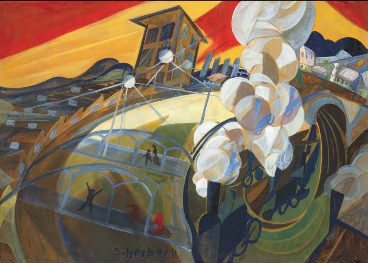 Scheiber Hugó Világváros, 1926 Olaj, Karton, 71x101cm by Scheiber Hugó