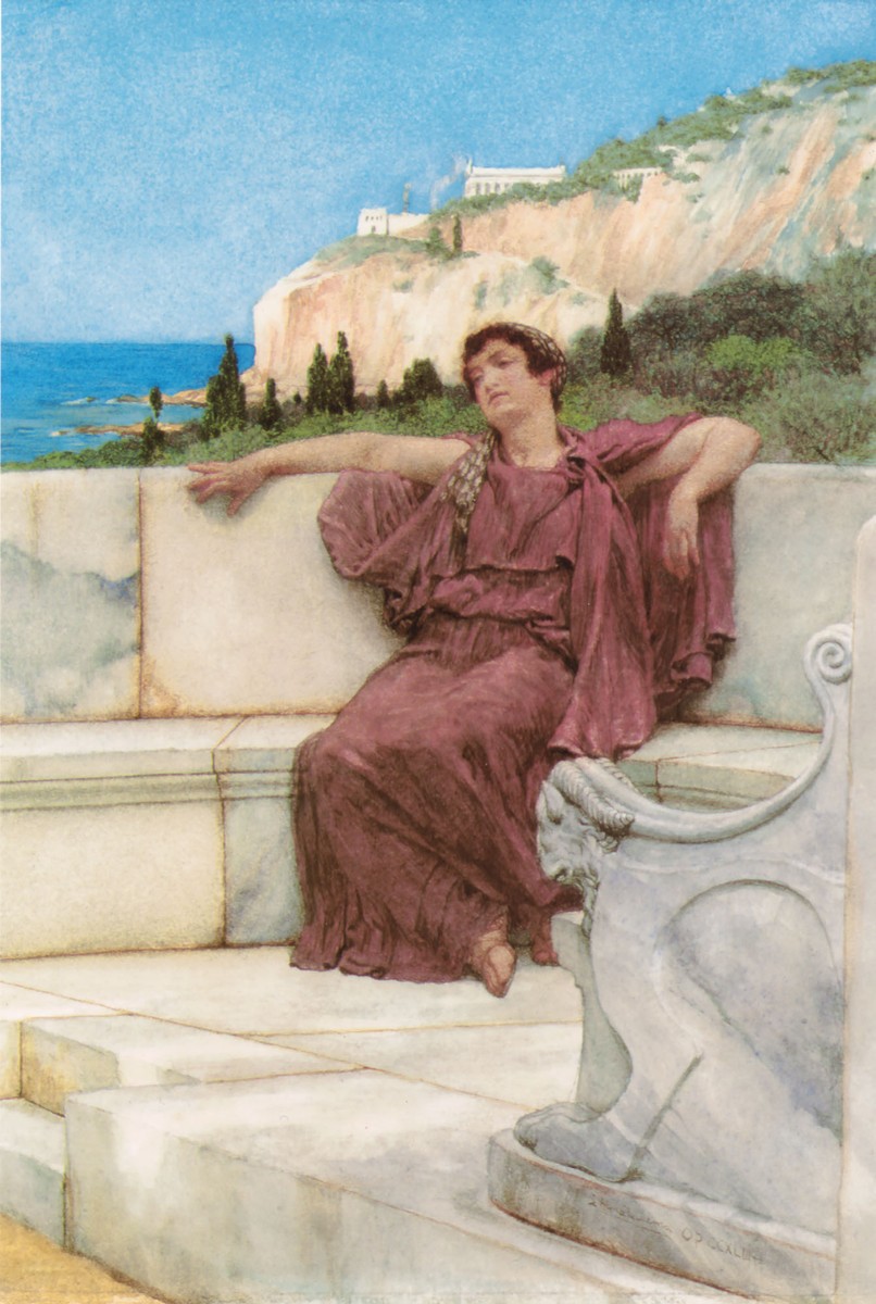 A Female Figure Resting (Dolce far Niente) by Sir Lawrence Alma-Tadema