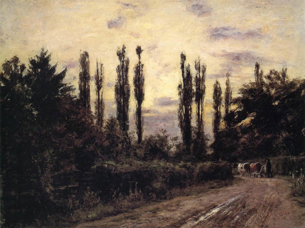 Evening Poplars and Roadway near Schleissheim by T. C. Steele