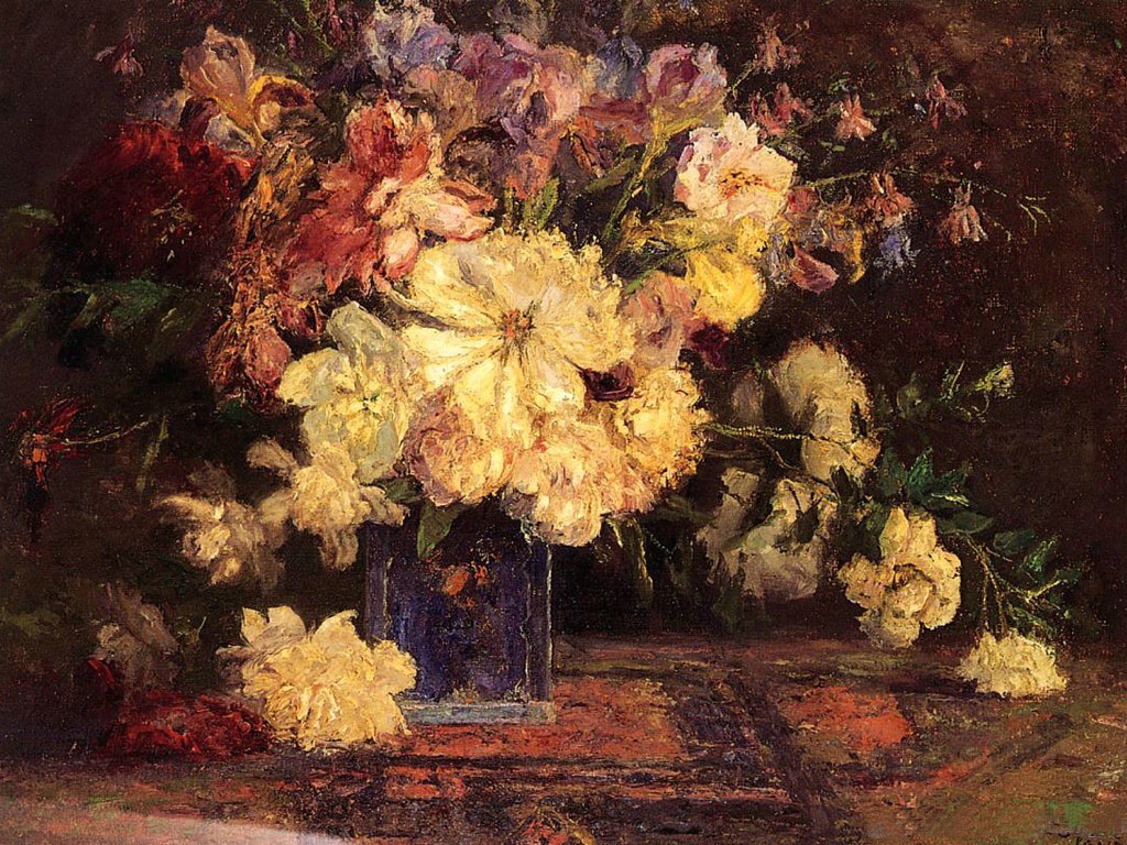 Still Life with Peonies by T. C. Steele