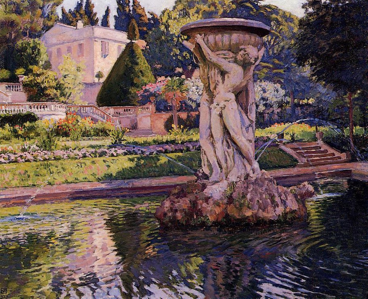 Garden with Villa and Fountain by Theo van Rysselberghe