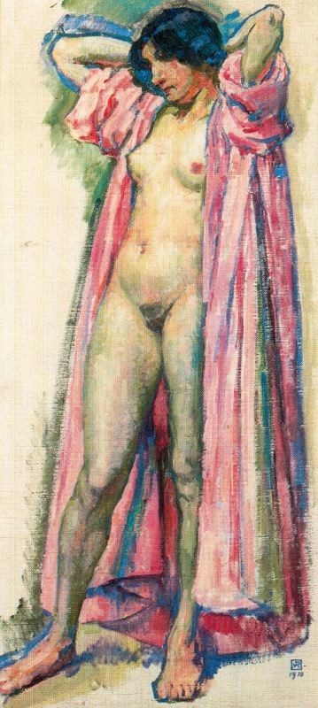 Woman in Red Peignoir by Theo van Rysselberghe