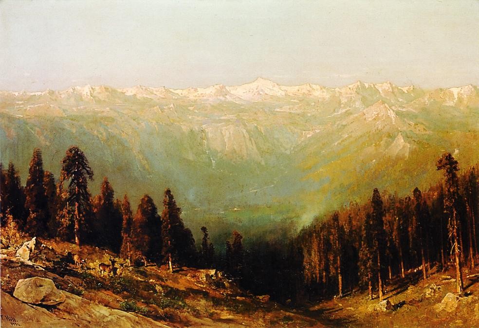 A View of the Hetch Hetchy Valley with Deer in the Foreground and Mount Conness in the Distance by Thomas Hill
