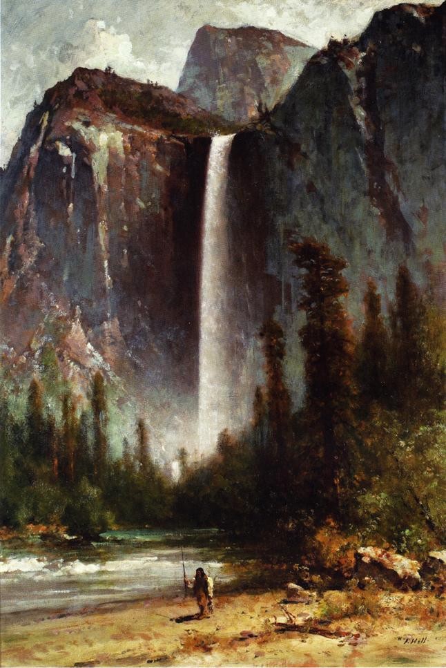 Ahwahneechee - Piute Indian at Bridal Veil Falls, Yosemite by Thomas Hill