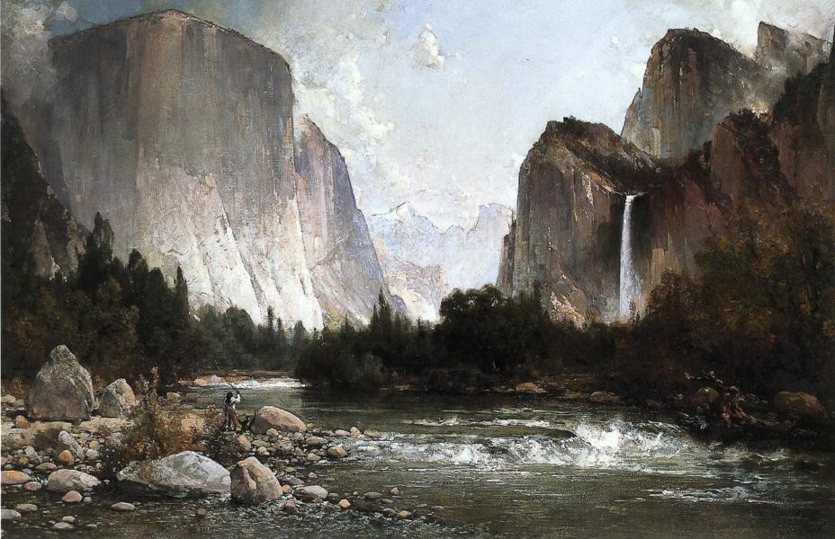 Piute Fishing on the Merced River, Yosemite Valley 1891 by Thomas Hill