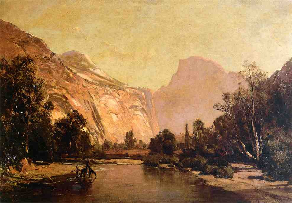 Piute Indians, Royal Arches and Domes, Yosemite Valley by Thomas Hill