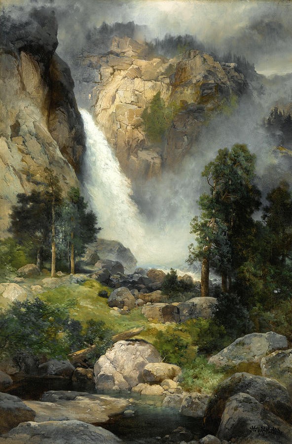 Cascade Falls, Yosemite by Thomas Moran