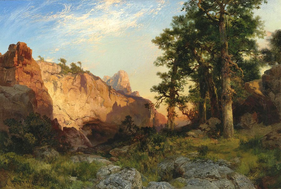 Coconino Pines and Cliff Arizona by Thomas Moran