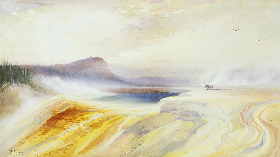 Great Blue Spring of the Lower Geyser Basin by Thomas Moran