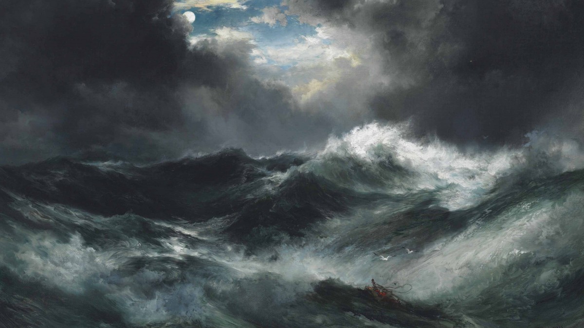 Moonlit Shipwreck at Sea by Thomas Moran