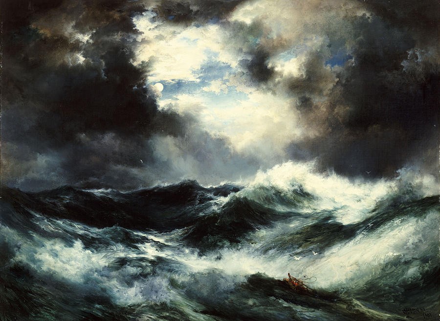 Moonlit Shipwreck at Sea by Thomas Moran