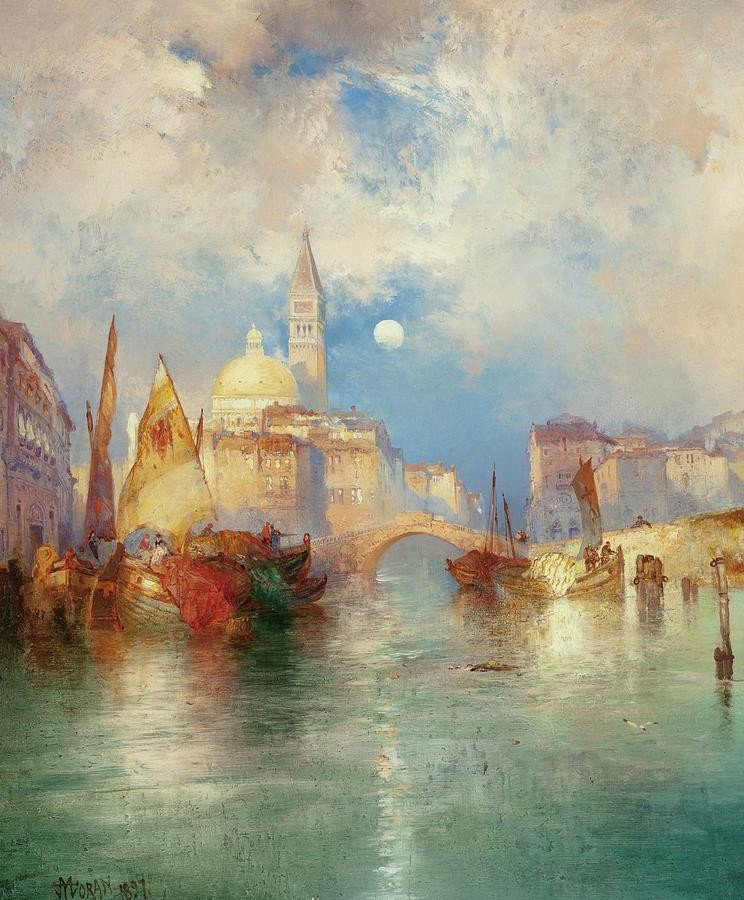 Moonrise Chioggia Venice by Thomas Moran