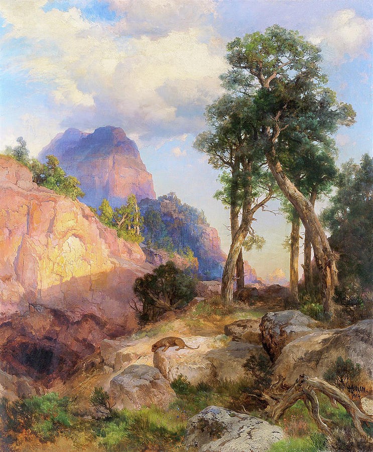 Mountain Lion in Grand Canyon by Thomas Moran