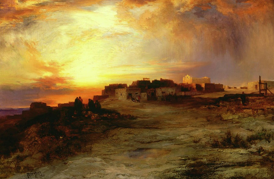 Pueblo at Sunset by Thomas Moran