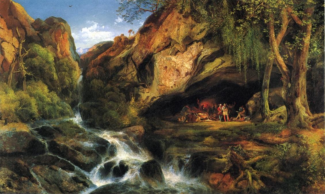 Salvator Rosa Sketching the Banditi by Thomas Moran