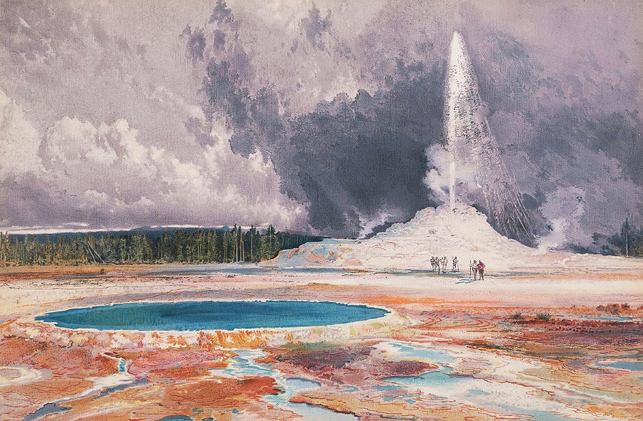 The Castle Geyser Upper Geyser Basin Yellowstone National Park by Thomas Moran