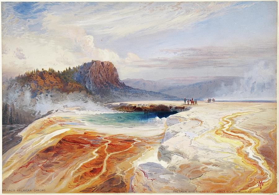 The Great Blue Spring of the Lower Geyser Basin Yellowstone by Thomas Moran