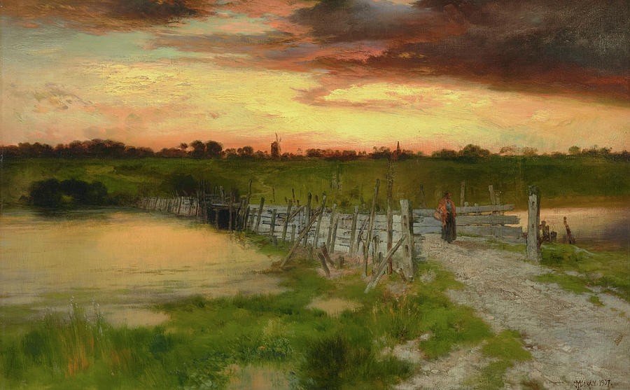 The Old Bridge over Hook Pond, East Hampton, Long Island, New York by Thomas Moran