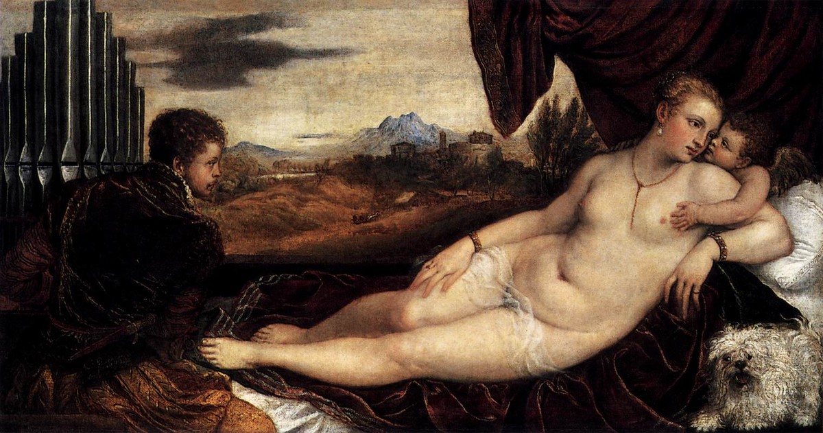 Venus and Cupid with an Organist by Titian