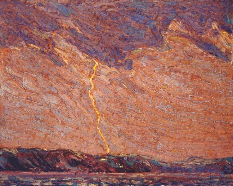Lightning, Canoe Lake by Tom Thomson