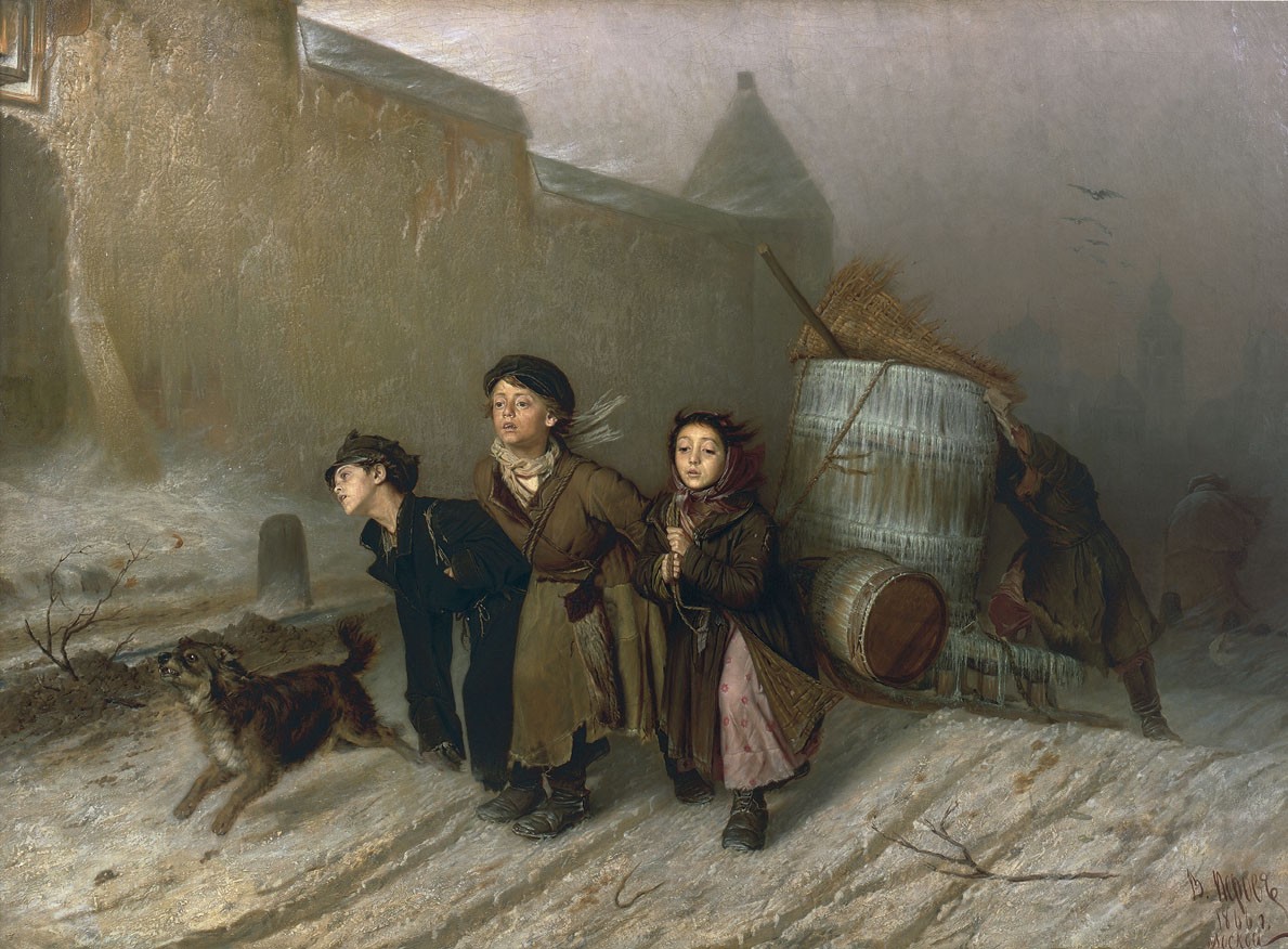 Troika. Apprentice Workmen Carrying Water by Vasily Perov