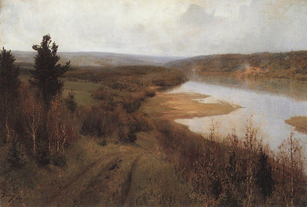 Getting cold. Autumn on the Oka River near Tarusa. by Vasily Polenov