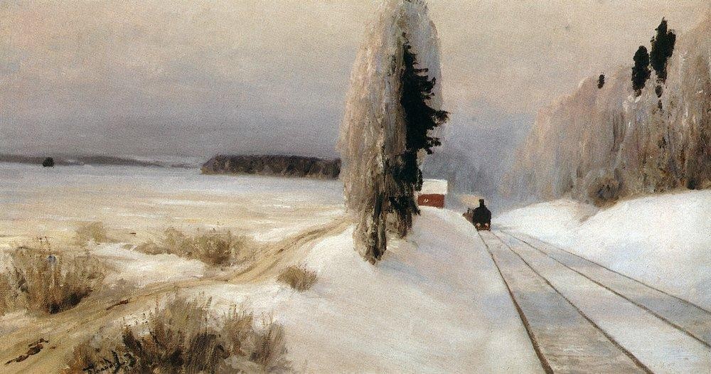 Railway near Tarusa station by Vasily Polenov