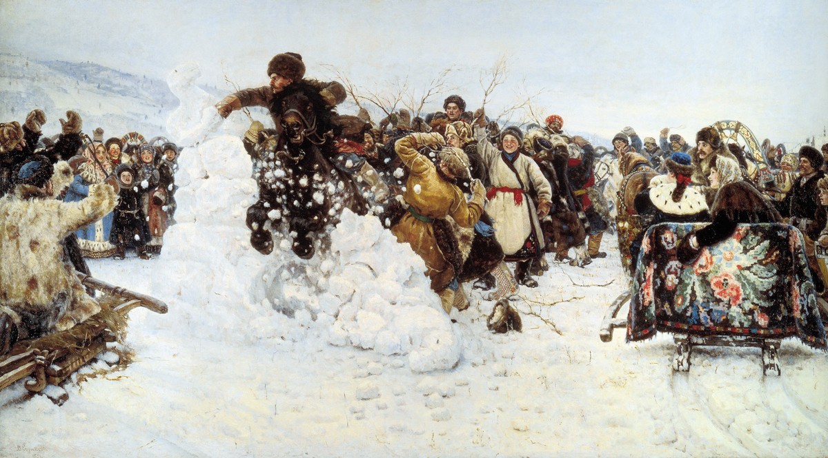 Taking a snowy town by Vasily Surikov