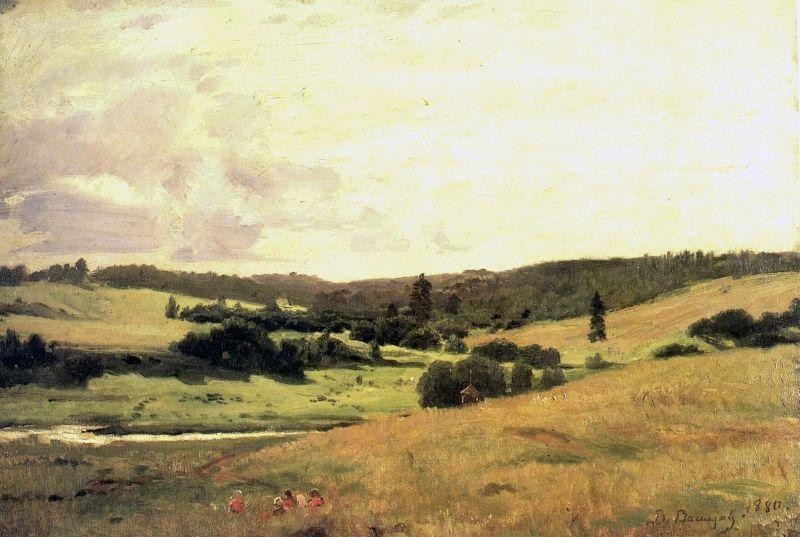 The valley of the river near the village of Vori whorl, landscape with children by Viktor Vasnetsov