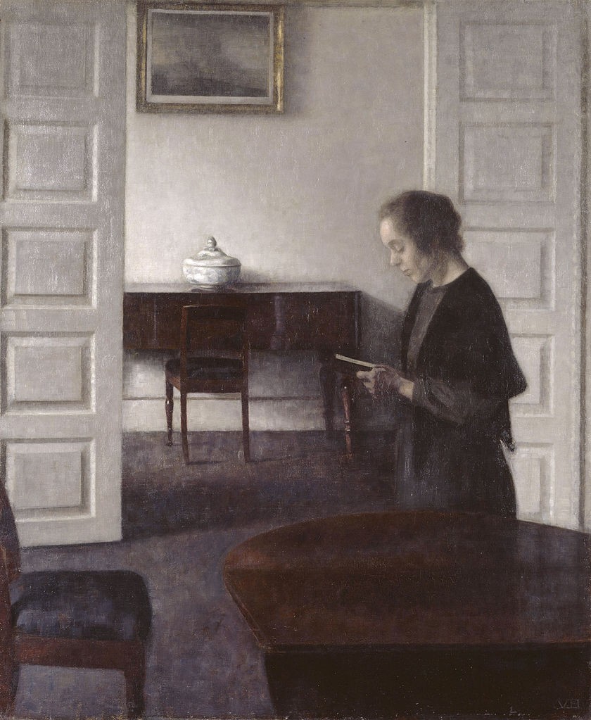 Interior with a Reading Lady by Vilhelm Hammershoi