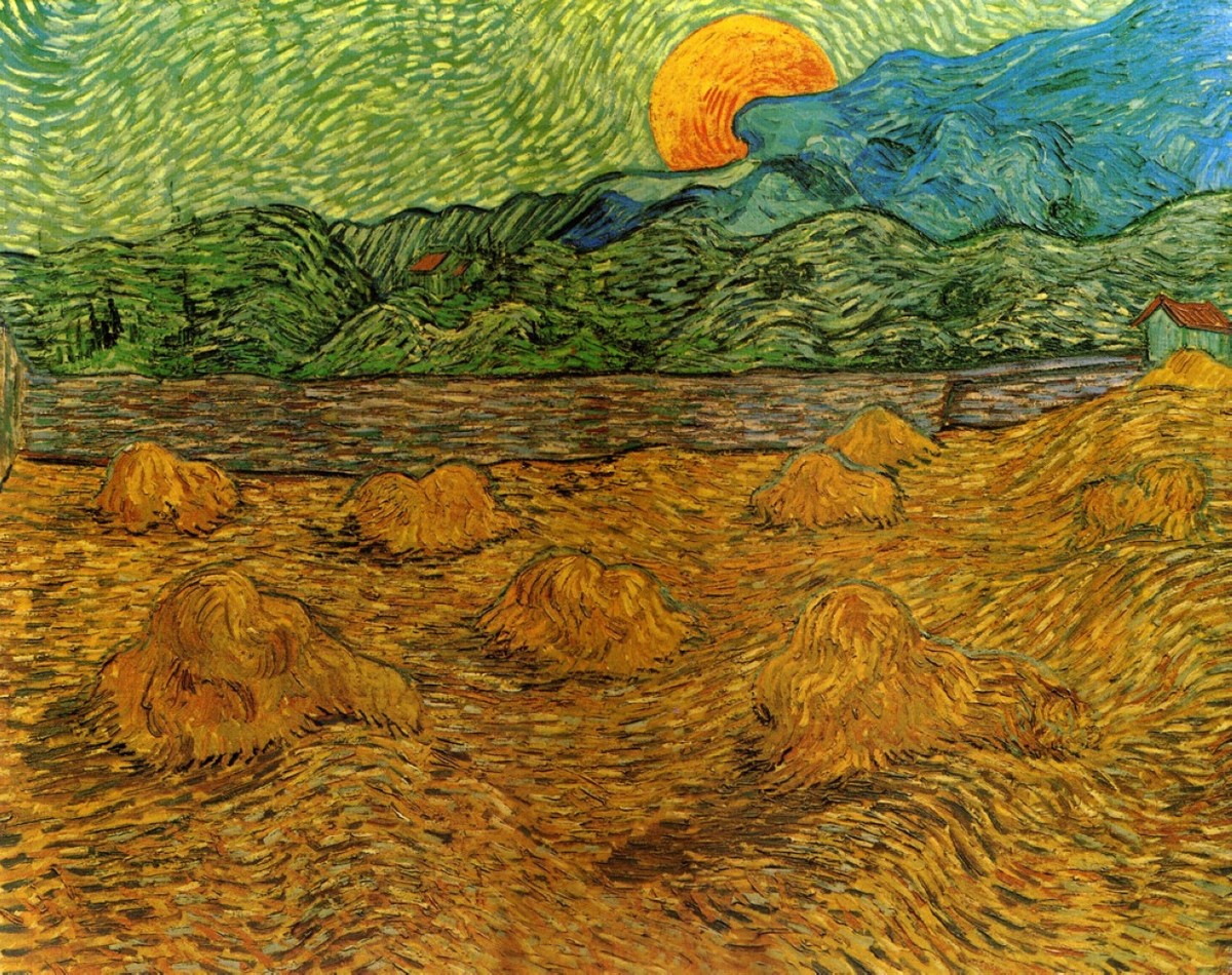 Evening Landscape with Rising Moon by Vincent van Gogh